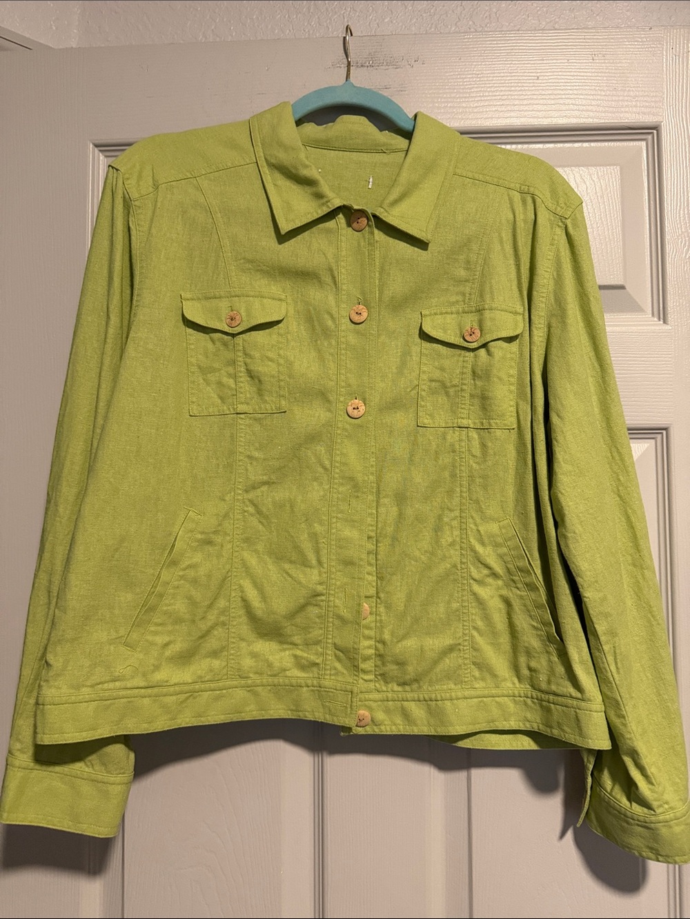 Women's Lime Green Button-Front Jean Jacket